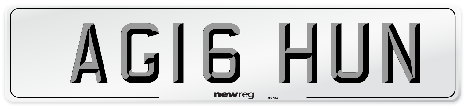 AG16 HUN Number Plate from New Reg